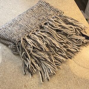 Rebecca Minkoff Gray, Black, and White Knit Scarf